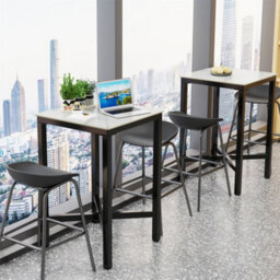 Fativo L70Xw70Xh105Cmtall Sintered Stone Marble Square Bar Table Dining Table Cocktail Hour Social Gathering, White - thumbnail 7