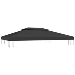 Walplus 2-Tier Gazebo Top Cover 310 G/ma 4X3 M Black - thumbnail 2