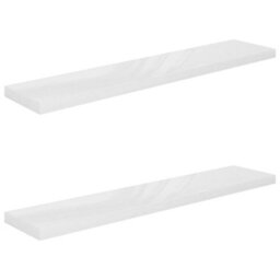 Berkfield Floating Wall Shelves 2 Pcs High Gloss White 120X23.5X3.8 Cm Mdf - thumbnail 2