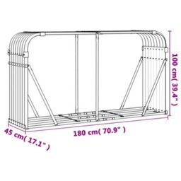 Walplus Log Holder Silver 180X45X100 Cm Galvanised Steel - thumbnail 9