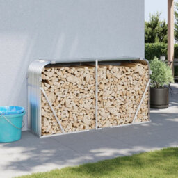 Walplus Log Holder Silver 180X45X100 Cm Galvanised Steel