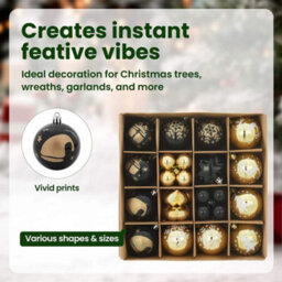 Vidaxl Christmas Bauble Set 40 Pcs Black And Gold Plastic - thumbnail 8