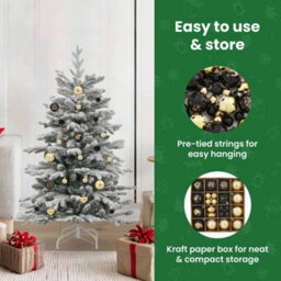 Vidaxl Christmas Bauble Set 40 Pcs Black And Gold Plastic - thumbnail 9