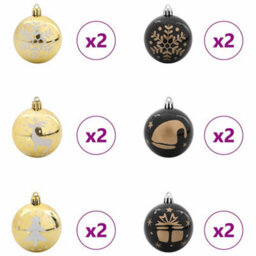 Vidaxl Christmas Bauble Set 40 Pcs Black And Gold Plastic - thumbnail 4