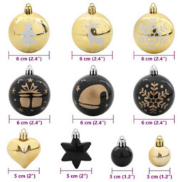 Vidaxl Christmas Bauble Set 40 Pcs Black And Gold Plastic - thumbnail 7