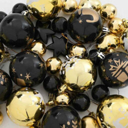 Vidaxl Christmas Bauble Set 40 Pcs Black And Gold Plastic - thumbnail 6
