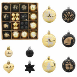 Vidaxl Christmas Bauble Set 40 Pcs Black And Gold Plastic - thumbnail 2