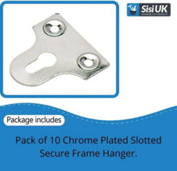 Sisi UK 50mm Heavy Duty Picture Hanging Brackets 10 Chrome Wall Fixing Plates For Frames, Mirrors, Shelves & Signs Slotted - thumbnail 3