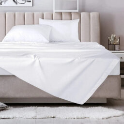 Ameha Flat Sheet 100% Egyptian Cotton Bedsheet Breathable Non Iron Fade Resistant Hotel Quality White Single Size Sheet 175X275 Cm - thumbnail 8