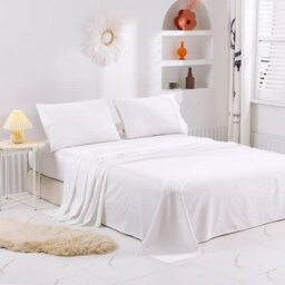 Ameha Flat Sheet 100% Egyptian Cotton Bedsheet Breathable Non Iron Fade Resistant Hotel Quality White Single Size Sheet 175X275 Cm - thumbnail 4