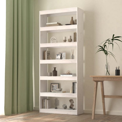 Berkfield Book Cabinet/room Divider White 80X30X199.5 Cm Solid Wood Pine - image 1