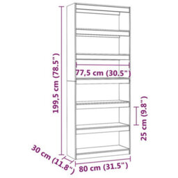 Berkfield Book Cabinet/room Divider White 80X30X199.5 Cm Solid Wood Pine - thumbnail 8