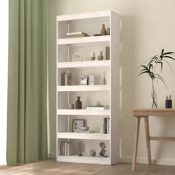 Berkfield Book Cabinet/room Divider White 80X30X199.5 Cm Solid Wood Pine - thumbnail 1