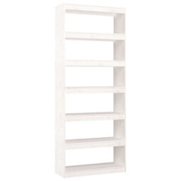Berkfield Book Cabinet/room Divider White 80X30X199.5 Cm Solid Wood Pine - thumbnail 2