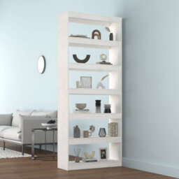 Berkfield Book Cabinet/room Divider White 80X30X199.5 Cm Solid Wood Pine - thumbnail 3