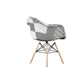 Life Interiors Set Of 2 Black/white Patchwork Accent Chairs With Wooden Legs And Black Metal Wire Frame - thumbnail 5
