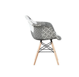Life Interiors Set Of 2 Black/white Patchwork Accent Chairs With Wooden Legs And Black Metal Wire Frame - thumbnail 3
