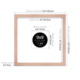 "9X9"" Bronze Picture Frame - 9X9"" Square Frame With 5X5"" Mount For 9X9""/5X5"" Pictures Art Deco Style Room Decor, 1 Pack" - thumbnail 2