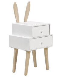 Wyld And Coco Littlenest Bunny Ear Nightstand White Finish With 2 Drawers - Compact Bedside Table For Nursery And Children's Room - thumbnail 3