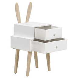 Wyld And Coco Littlenest Bunny Ear Nightstand White Finish With 2 Drawers - Compact Bedside Table For Nursery And Children's Room - thumbnail 5