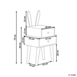 Wyld And Coco Littlenest Bunny Ear Nightstand White Finish With 2 Drawers - Compact Bedside Table For Nursery And Children's Room - thumbnail 4