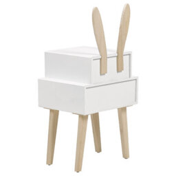 Wyld And Coco Littlenest Bunny Ear Nightstand White Finish With 2 Drawers - Compact Bedside Table For Nursery And Children's Room - thumbnail 6