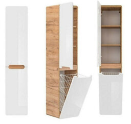 Impact Furniture Bathroom Cabinets Furniture Set With Tall Laundry Basket Unit And 600 Vanity Countertop Sink White Gloss Oak Arub - thumbnail 7