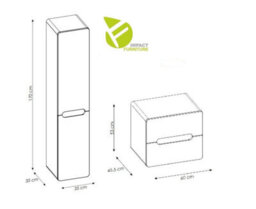 Impact Furniture Bathroom Cabinets Furniture Set With Tall Laundry Basket Unit And 600 Vanity Countertop Sink White Gloss Oak Arub - thumbnail 8