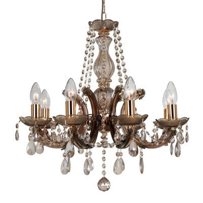 Luminosa Lighting Luminosa Gabrielle Chandelier Acrylic Sconce & Glass Droplets 8 Light E14 Mink Finish - image 1