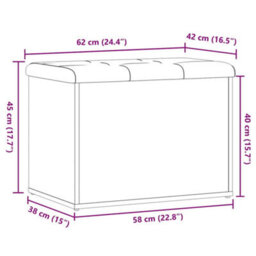 Vidaxl Storage Bench Old Wood 62X42X45 Cm Engineered Wood - thumbnail 3
