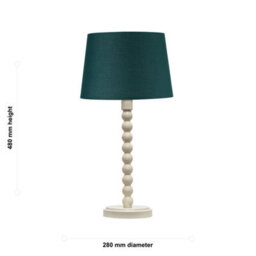 First Choice Lighting Bobbin - Ivory Lamp With Dark Green Cotton Shade - thumbnail 7