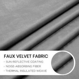 Oxford Homeware Eyelet Velvet Curtains Grey Fully Lined Blackout Thermal Insulated Eyelet Curtains Pair (W)168Cm X (L)137Cm - thumbnail 5