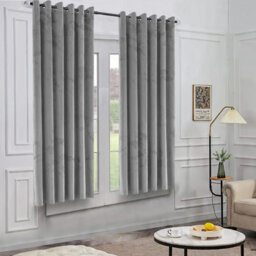 Oxford Homeware Eyelet Velvet Curtains Grey Fully Lined Blackout Thermal Insulated Eyelet Curtains Pair (W)168Cm X (L)137Cm - thumbnail 8