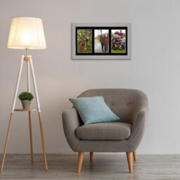 AK Frames 40X20Cm Light Grey Modern Multi Photo Frame With Black Mount - Holds 3 Apertures (3X) 6X4 Photos - thumbnail 3