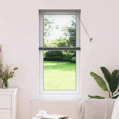Berkfield Window Blind With Curtains Manual Dark Grey Aluminium - image 1