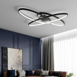 Darphe 76W Modern Black Oval 3 Lights Led Ceiling Light, Cool White Light, Living Room Ceiling Light - thumbnail 2