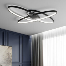 Darphe 76W Modern Black Oval 3 Lights Led Ceiling Light, Cool White Light, Living Room Ceiling Light - thumbnail 4