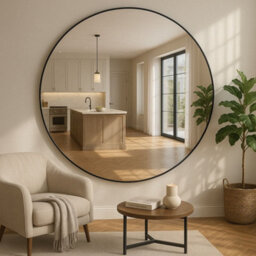 Jōbū Jobu Home - Rei, Oversized Extra Large Round Black Metal Circle Mirror - 180Cm - thumbnail 2