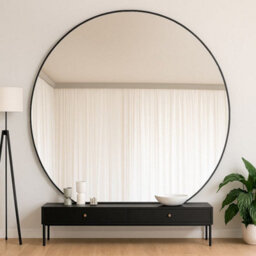 Jōbū Jobu Home - Rei, Oversized Extra Large Round Black Metal Circle Mirror - 180Cm - thumbnail 1