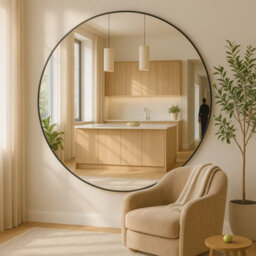 Jōbū Jobu Home - Rei, Oversized Extra Large Round Black Metal Circle Mirror - 180Cm - thumbnail 3