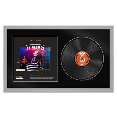 "30X17"" Light Grey Modern Vinyl Record Frame With Black Mount For 12 Inch Lp Album Cover & Disc - Ak Frames" - image 1