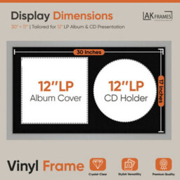 "30X17"" Light Grey Modern Vinyl Record Frame With Black Mount For 12 Inch Lp Album Cover & Disc - Ak Frames" - thumbnail 2