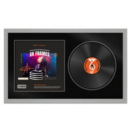 "30X17"" Light Grey Modern Vinyl Record Frame With Black Mount For 12 Inch Lp Album Cover & Disc - Ak Frames"