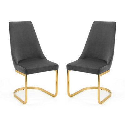 Oakham Westbridge Elegant Grey Cantilever Dining Chairs - Set Of 2 - image 1