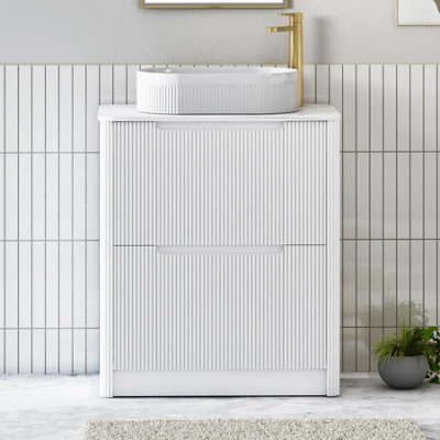 Royal Bathrooms Avenza 800mm Matt White Floor Standing Countertop Bathroom Vanity Unit 2 Drawer With Lyon Basin - image 1