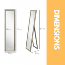 Pirlo Plush Rustic Full Length Mirror Freestanding Or Hanging Grey - thumbnail 8