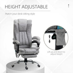Vinsetto 6-Point Vibrating Heat Massage Chair, Reclining Desk Chair Grey - thumbnail 4