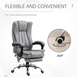 Vinsetto 6-Point Vibrating Heat Massage Chair, Reclining Desk Chair Grey - thumbnail 5