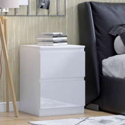 Fwstyle Carlton White Gloss 2 Drawer Bedside Chest Of Drawers (H) 55Cm (W) 40Cm (D) 40Cm