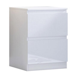 Fwstyle Carlton White Gloss 2 Drawer Bedside Table Chest (H) 55Cm (W) 40Cm (D) 40Cm - thumbnail 4